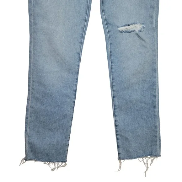 Madewell Perfect Vintage Jeans High Rise Raw Hem Light Wash Size 24 Straight Leg - Picture 3 of 11